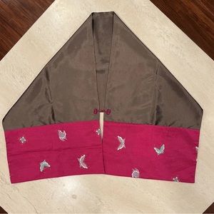 Satin Shawl with Butterfly Embroidery and Pockets - NWOT